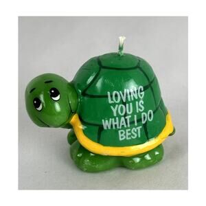 Turtle Candle Russ Co. #2329 Loving You is What I do Best Green 1960s Not Burnt